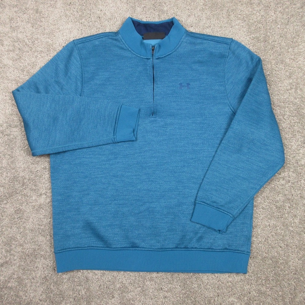 Under armour Sweater Mens 2XL Blue Herringbone Storm Fleece Quarter Zip Pullover